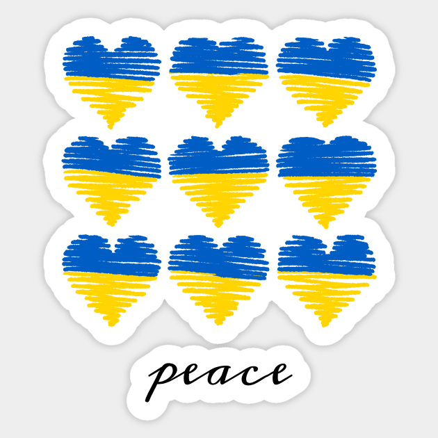 Ukrainian Flag color hand drawn heart, Peace for Ukraine Sticker by RenattaZare